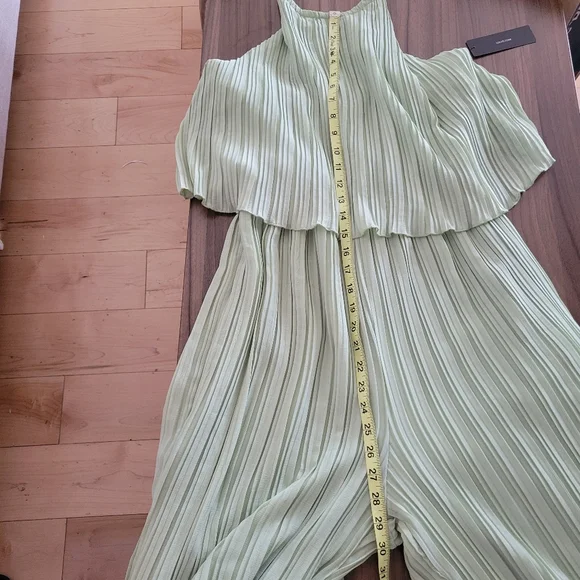 Lulus Women's Lime Green Plisse Sleeveless Wide-Leg Jumpsuit Size L Summwr Chic - Picture 16 of 16
